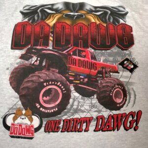 Vintage Da Dawg Shirt Men XL Gray One Dirty Dawg Monster Truck Rottweiler Dog
